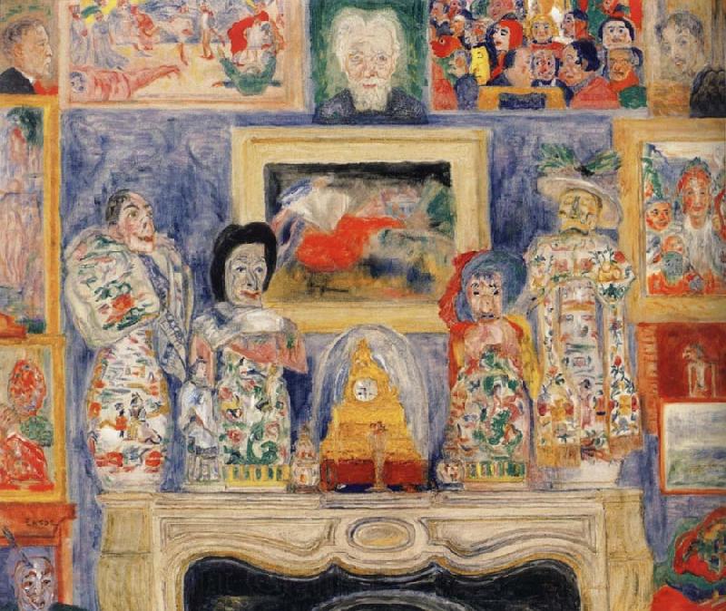 James Ensor Interior with Three Portraits Norge oil painting art